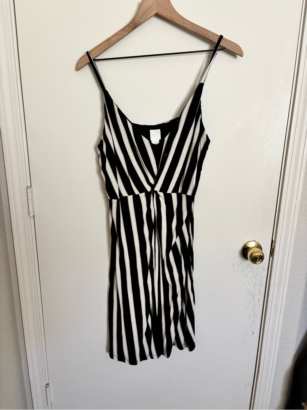 H&M Black and White Striped Midi Dress